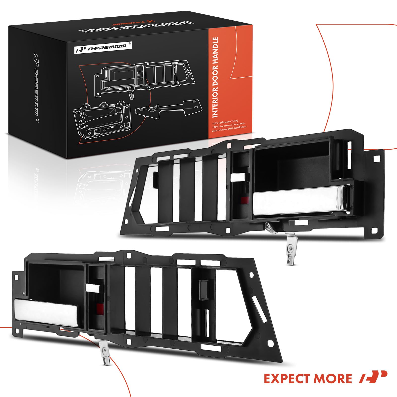 A-Premium packaging image; brand-new interior door handles ready to install.