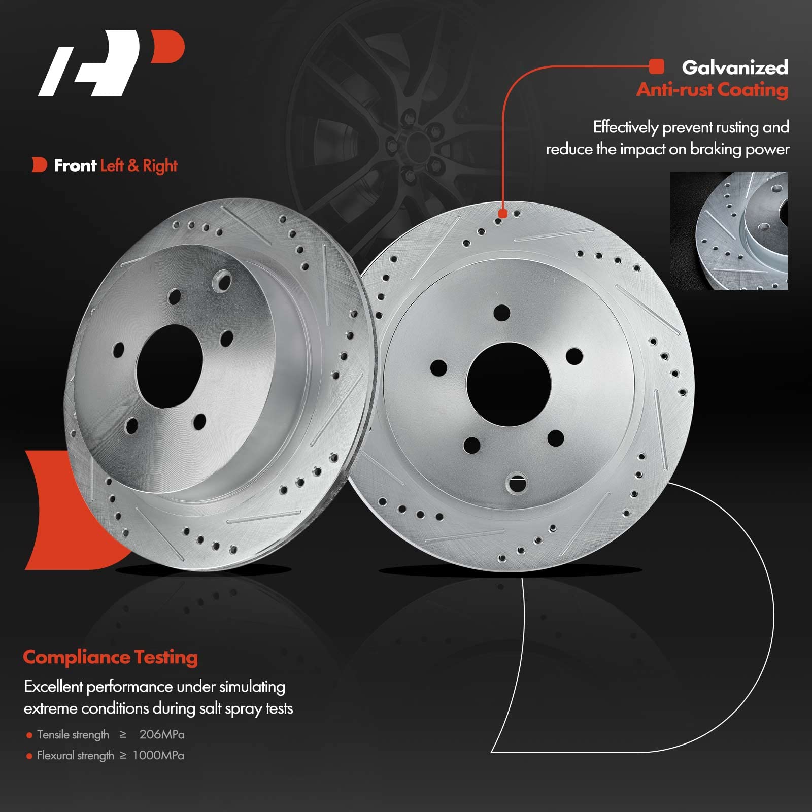 A-Premium pad wear indicator included for maintenance