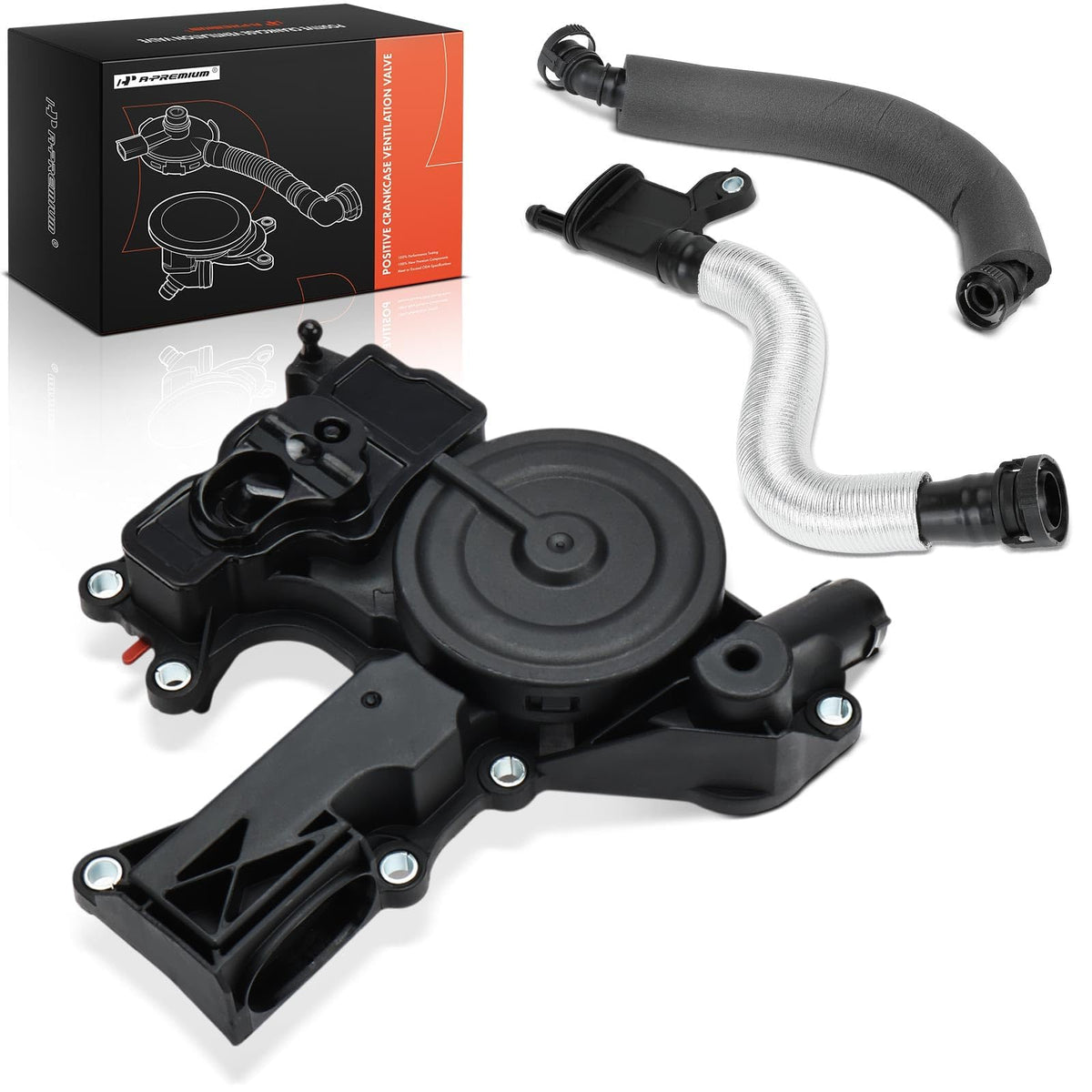 A-Premium PCV valve oil separator front view in engine bay for reliable crankcase ventilation.
