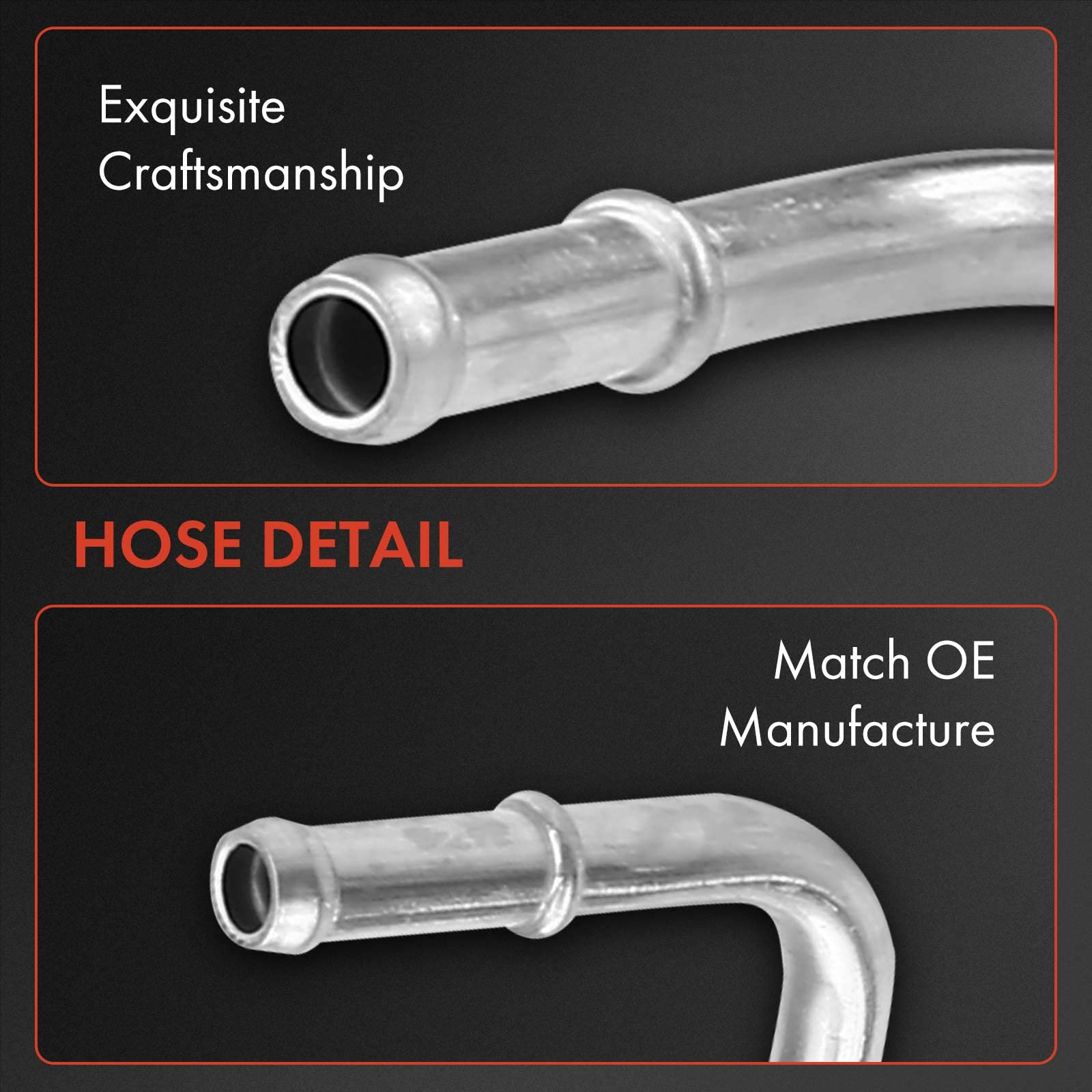 A-Premium return hose detail emphasizing galvanized steel tubing strength