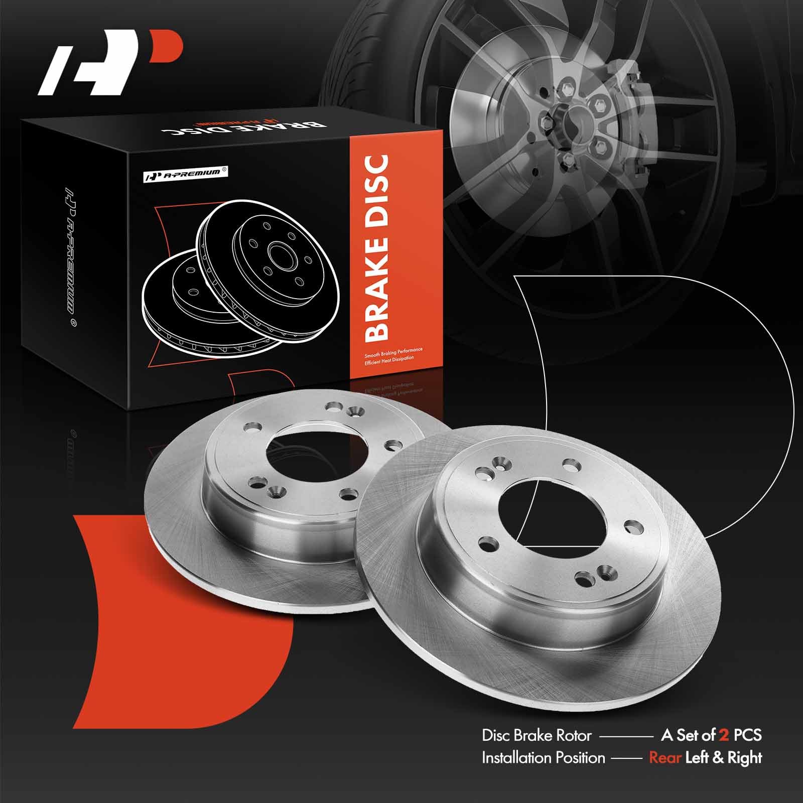 A-Premium rear rotor for Forte 2014-2018 left promotes steady braking and reduced dust.