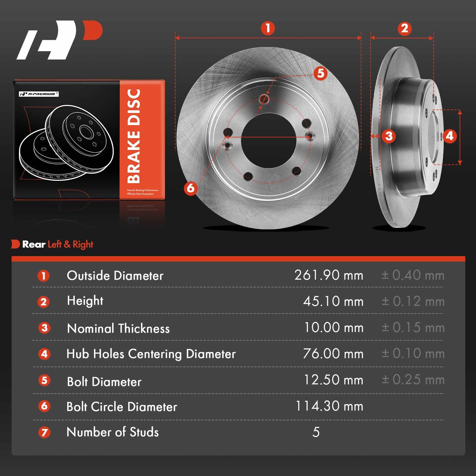 A-Premium rear rotor for Veloster 2017 left supports quiet braking and durable coating.