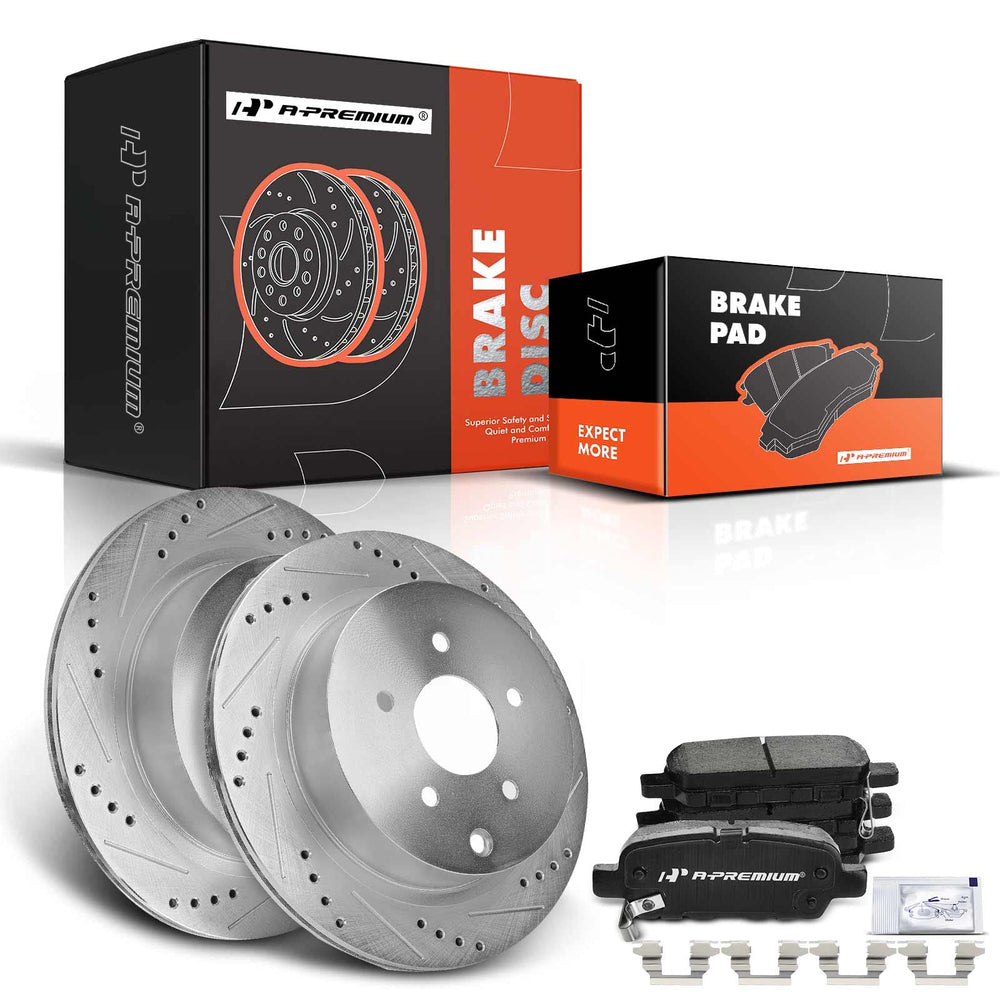 A-Premium rear brake rotors 308mm with drilled slots for cooling