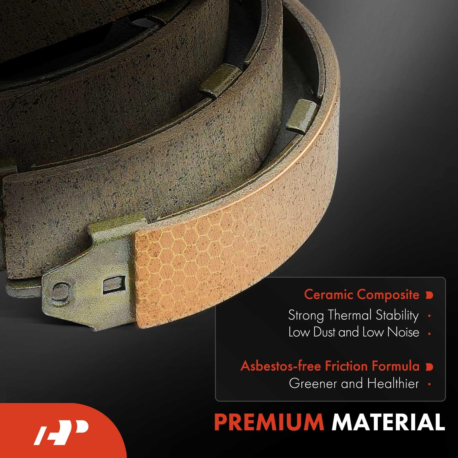 A-Premium rear brake shoes packaging, ready-to-install for quick replacement.