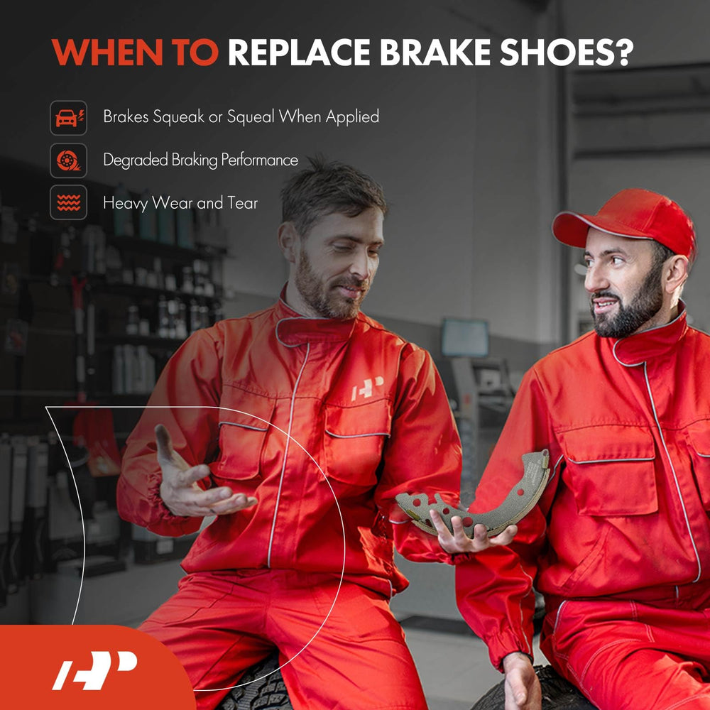 A-Premium installation-ready brake shoes visual with mounting points.