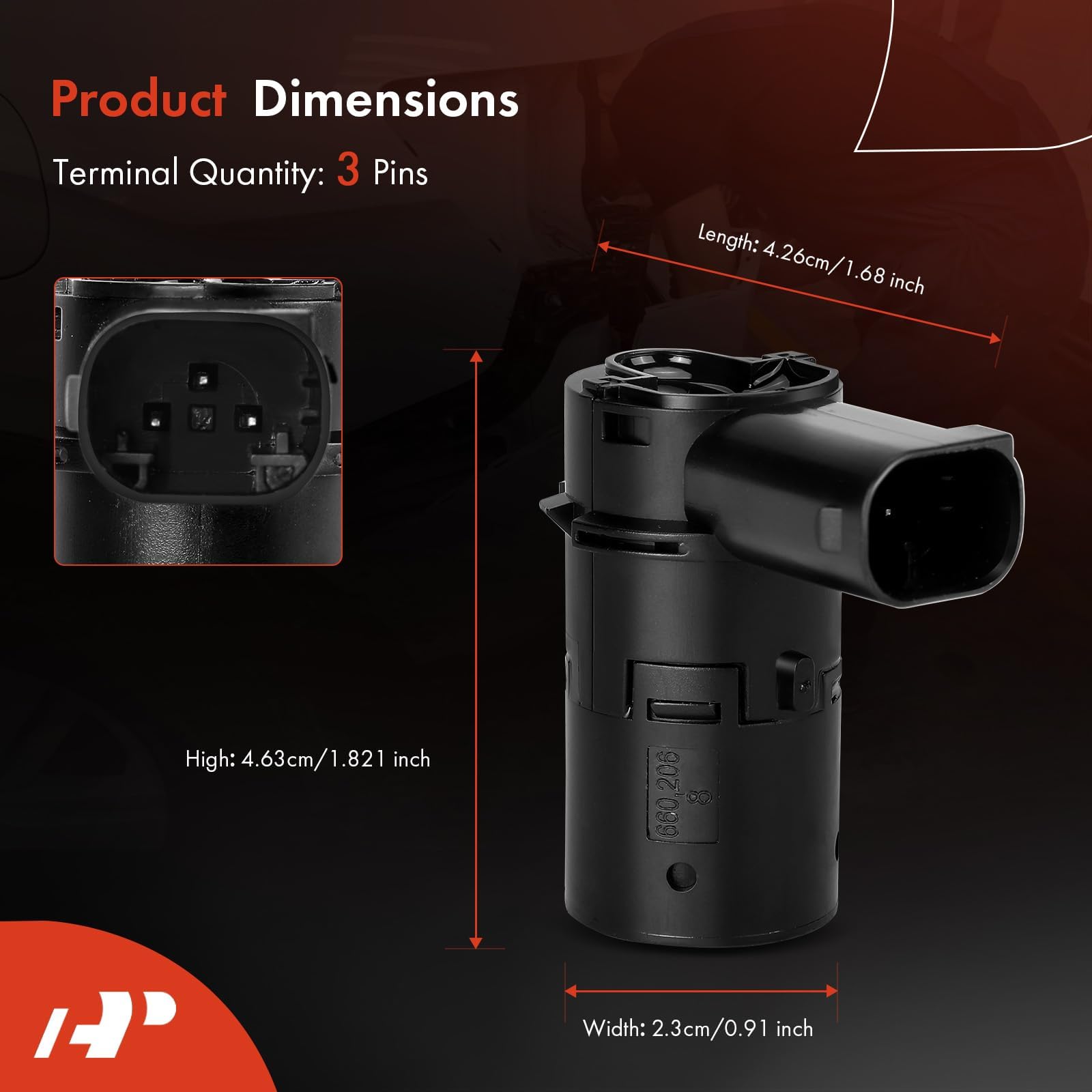 A-Premium rear bumper sensor installation view highlighting fitment.