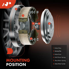 A-Premium rear ceramic brake shoes closeup, durable ceramic material.