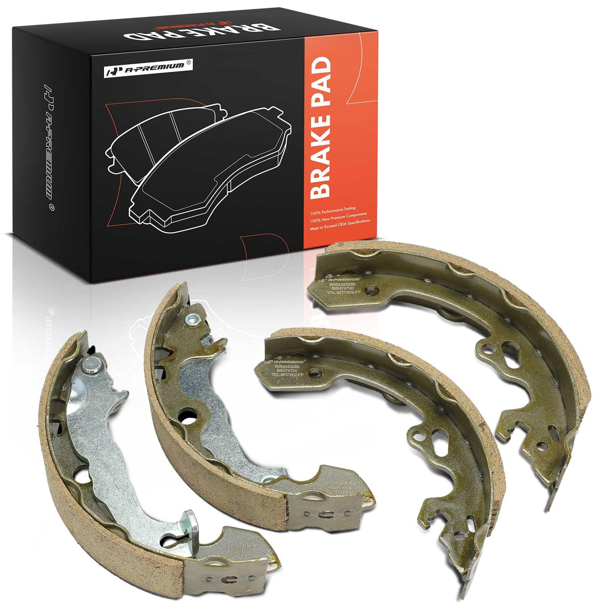A-Premium rear ceramic brake shoes Ford Focus left side, precise drum-brake fit.