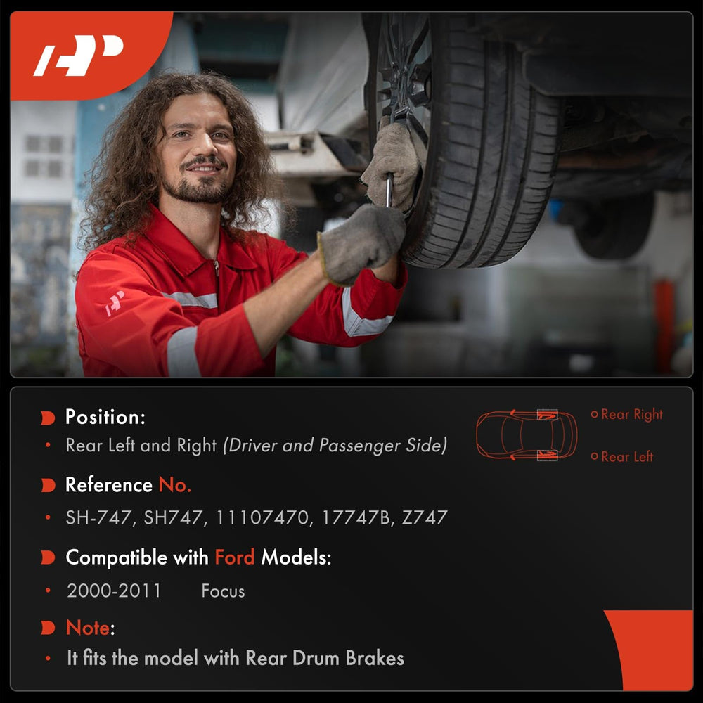 A-Premium rear ceramic brake shoes Ford Focus right side, smooth braking potential.