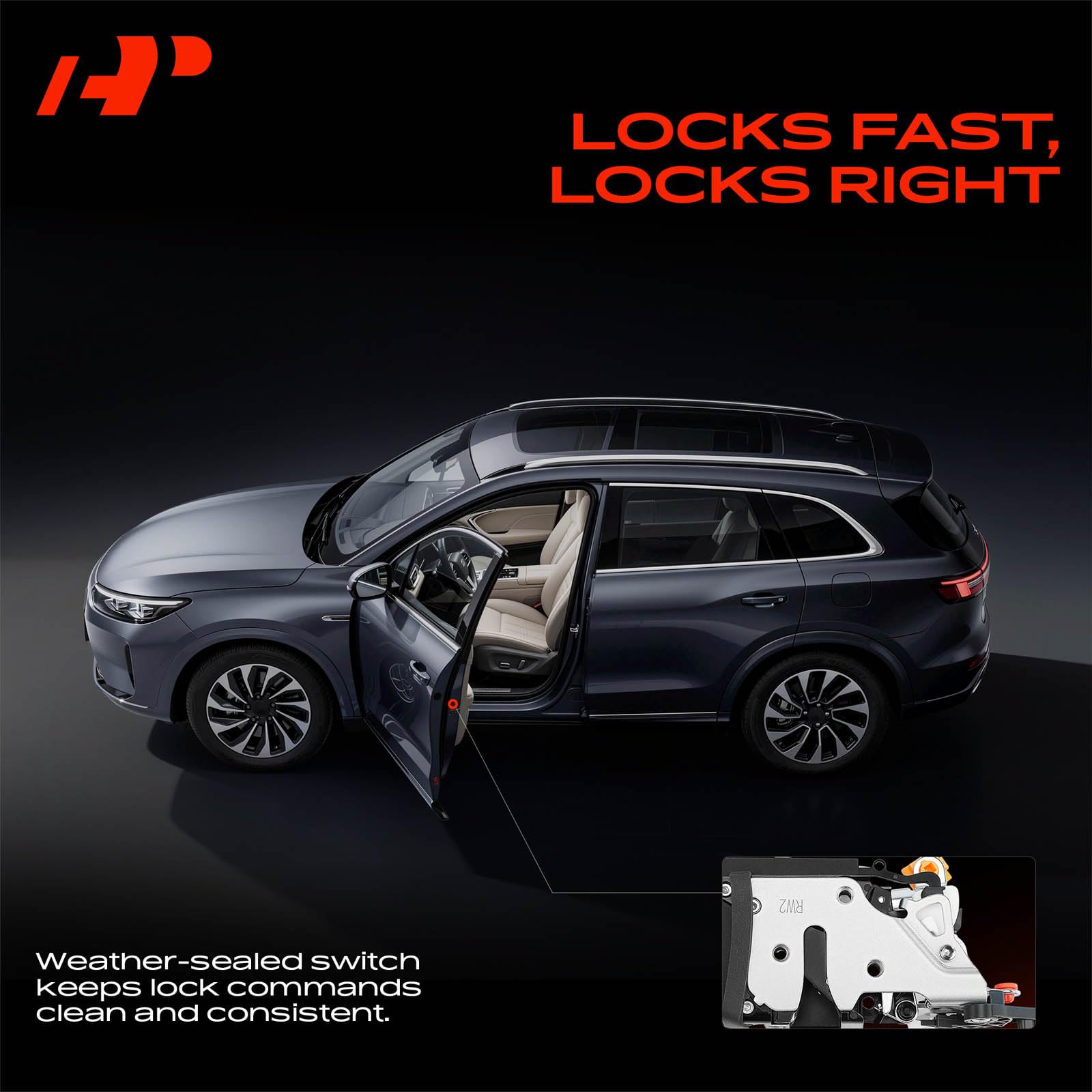 A-Premium rear door lock mechanism close-up highlighting durable design and smooth operation.