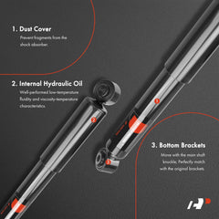 Close-up of A-Premium rear-right shock absorber with gas-dampening cylinder for reliability