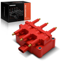 A-Premium red ignition coil pack close-up showing blade terminals for durable ignition performance