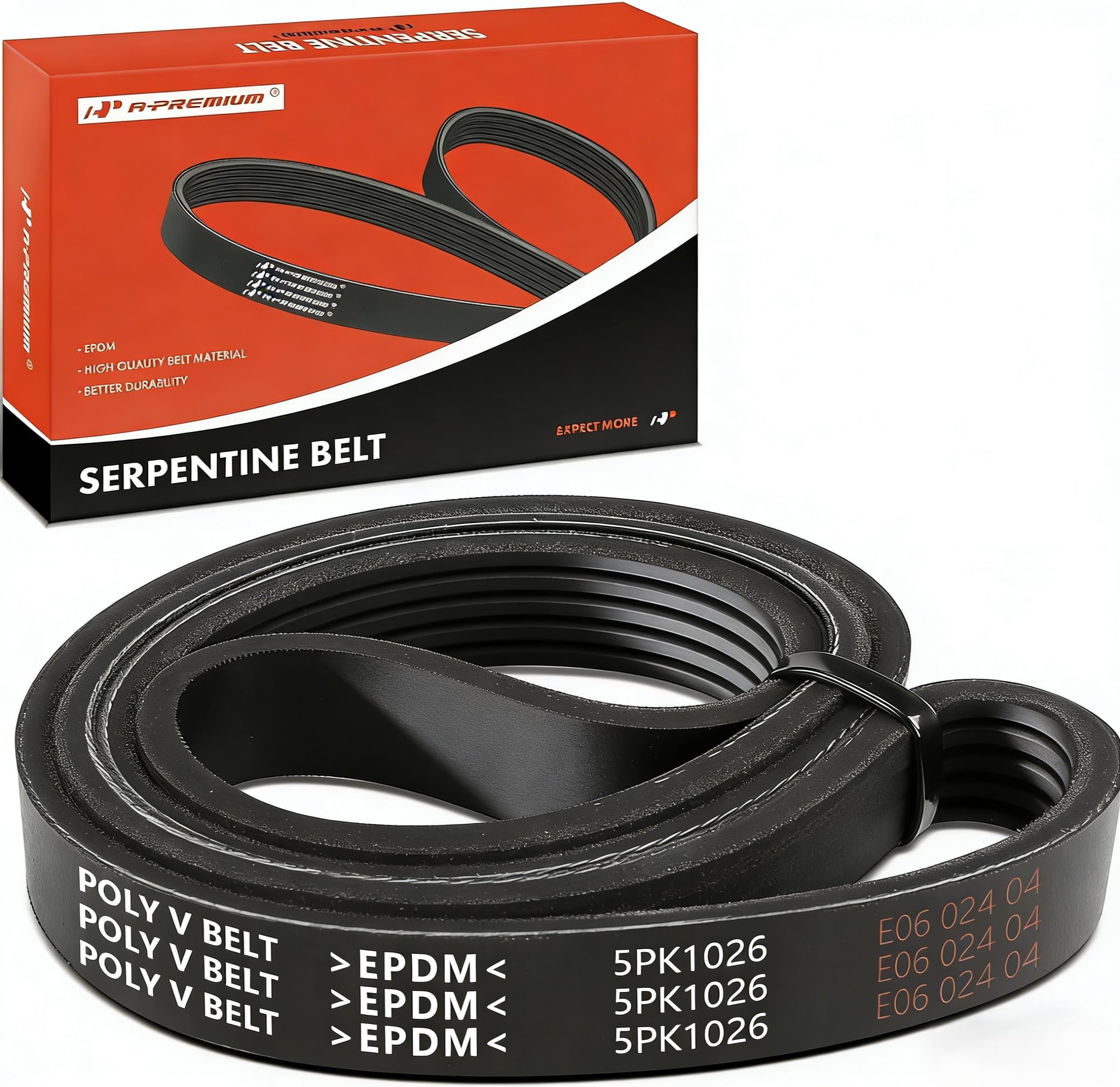 A-Premium serpentine belt close-up highlights EPDM durability for long-lasting performance.
