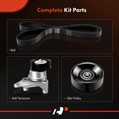 Close-up of the belt tensioner assembly from A-Premium kit with secure mounting