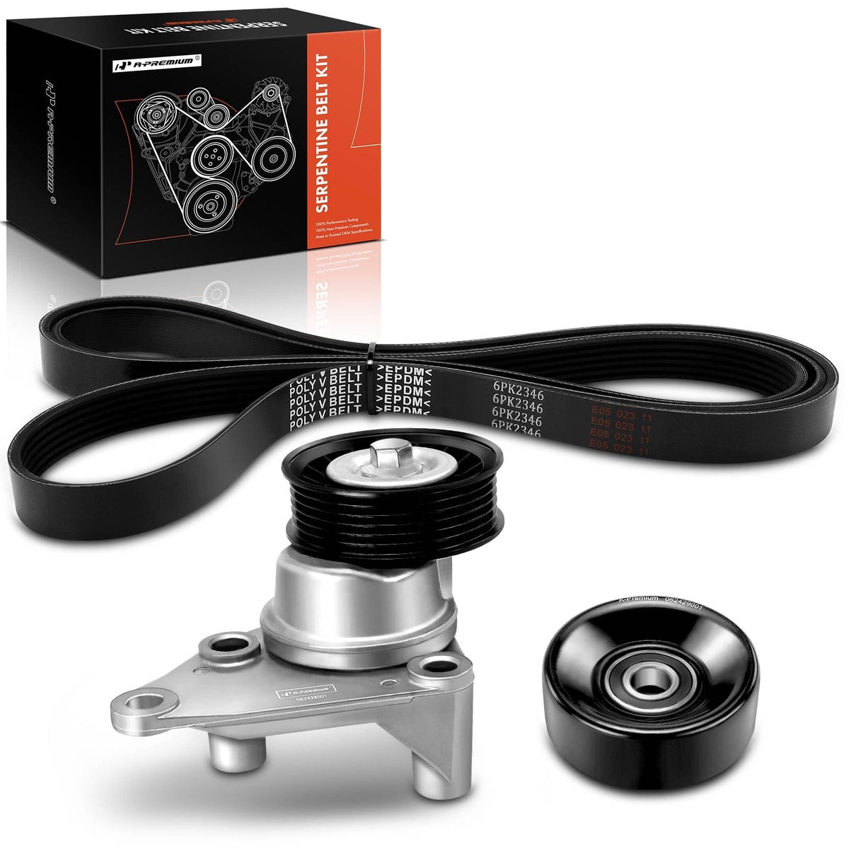 A-Premium serpentine drive kit front view showing compact belt system for easy fitment