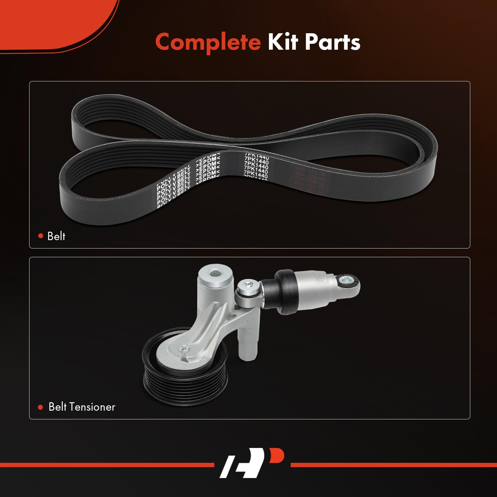 A-Premium serpentine belt included image highlights all-in-one kit convenience for maintenance.