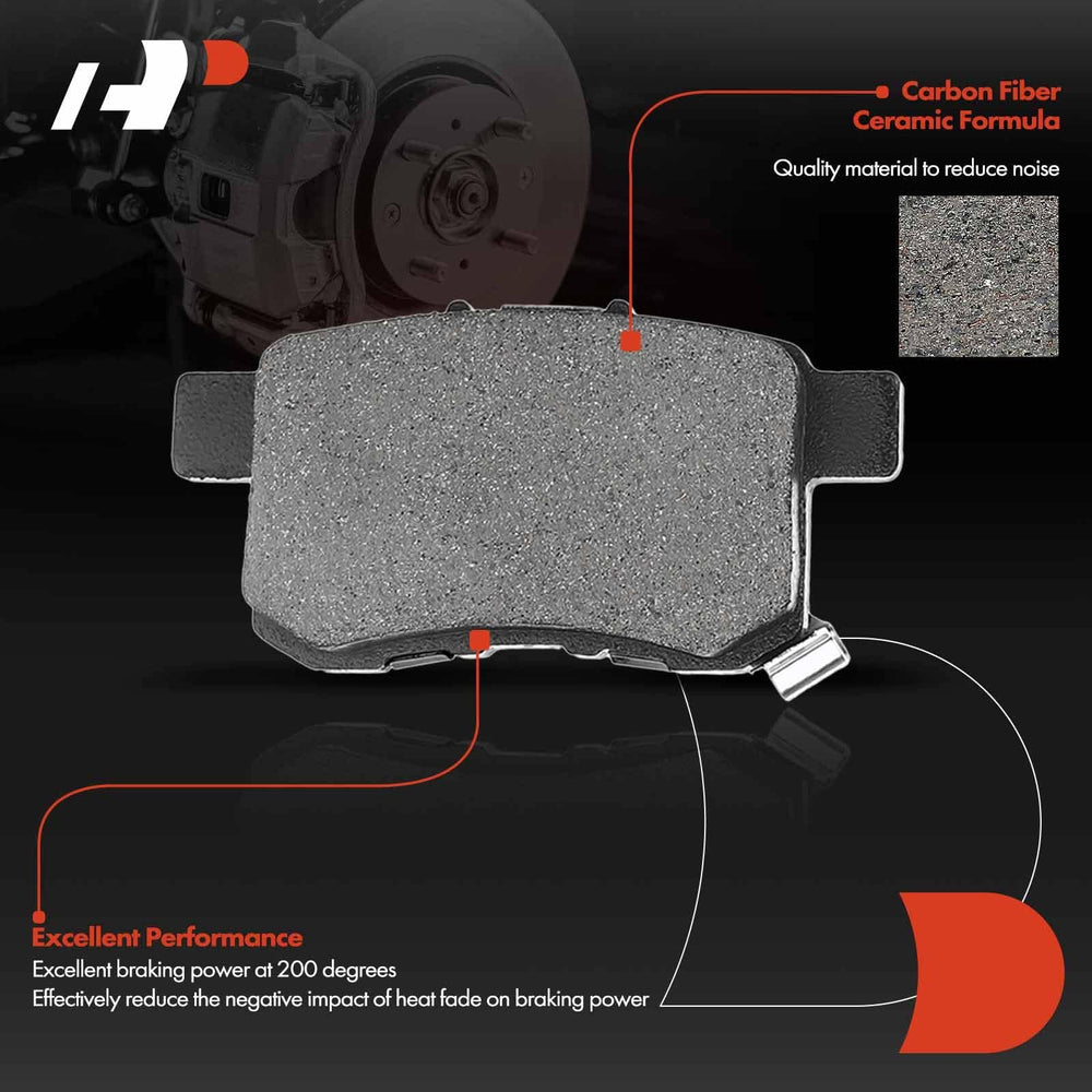 Six-piece set includes rotors, pads, hardware, and lubricant.