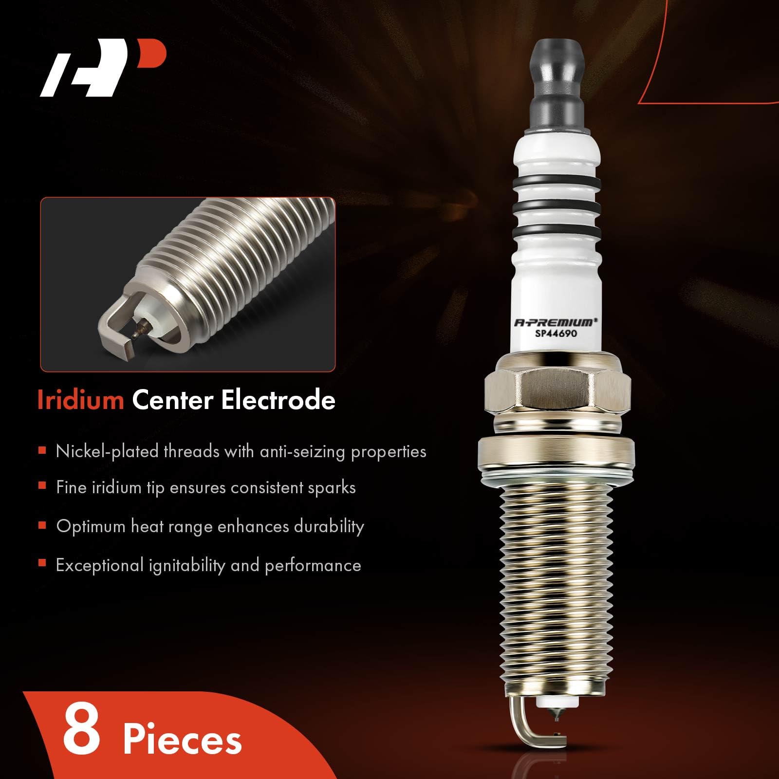 A-Premium spark plug thread detail demonstrates a 14 mm fit.