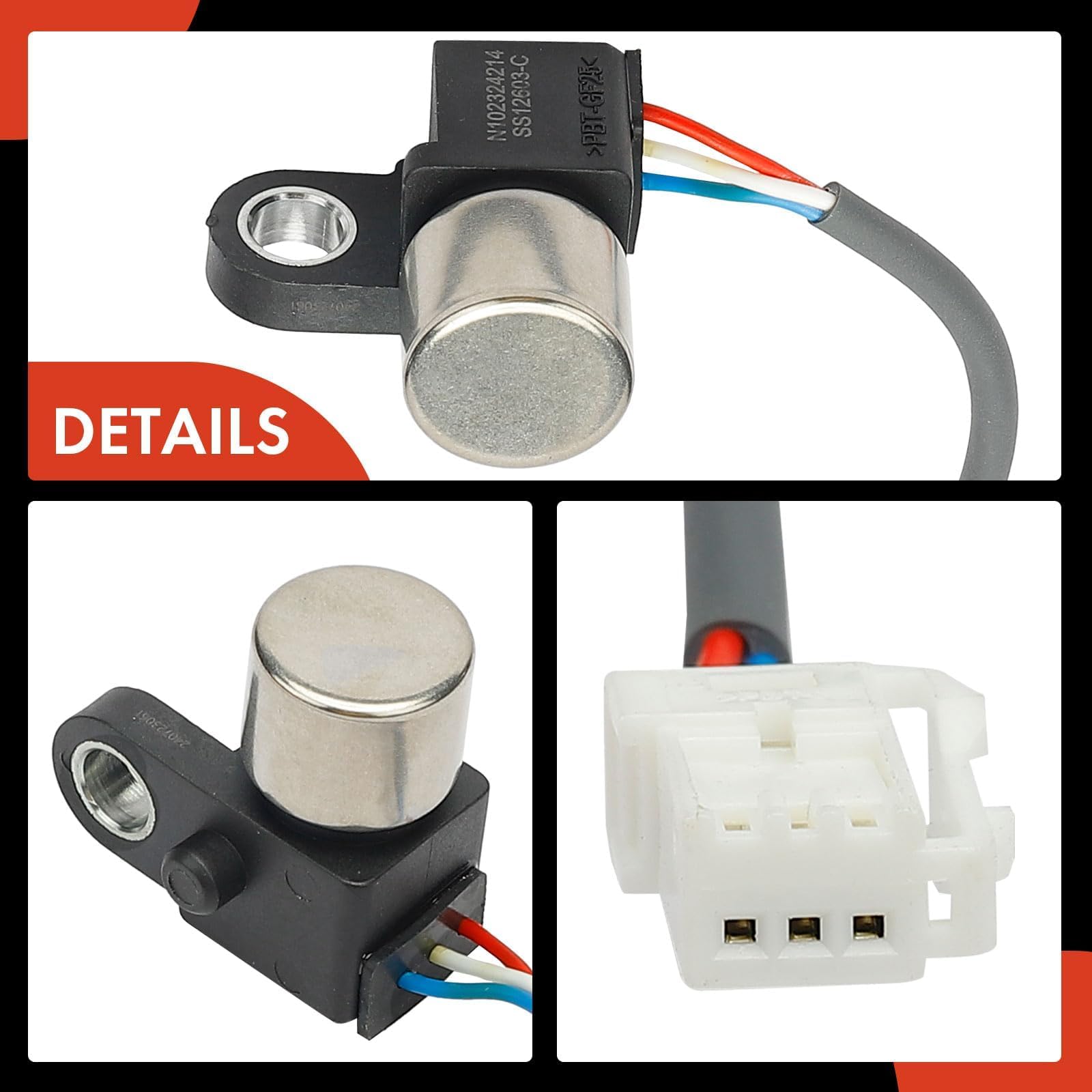 Close-up of A-Premium speed sensor assembly showing quality connectors