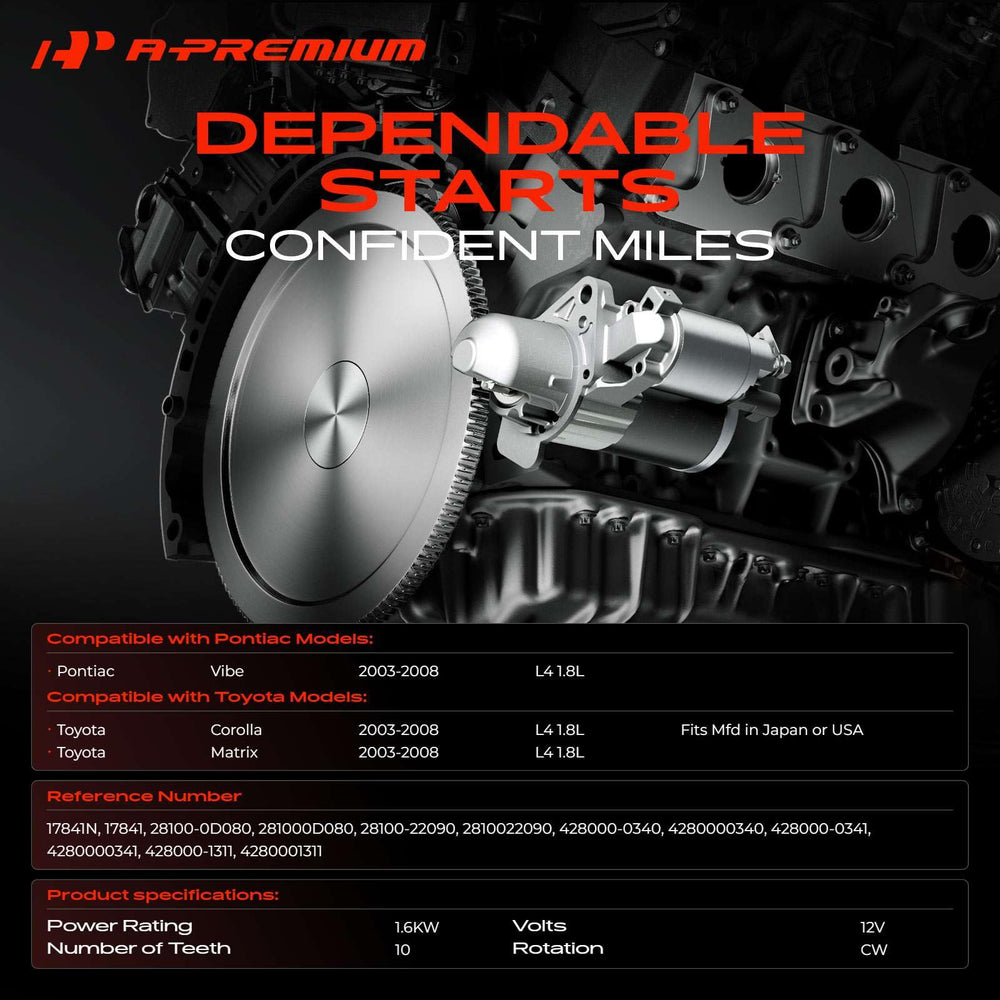 A-Premium starter motor with Toyota Corolla wiring view for easy installation.