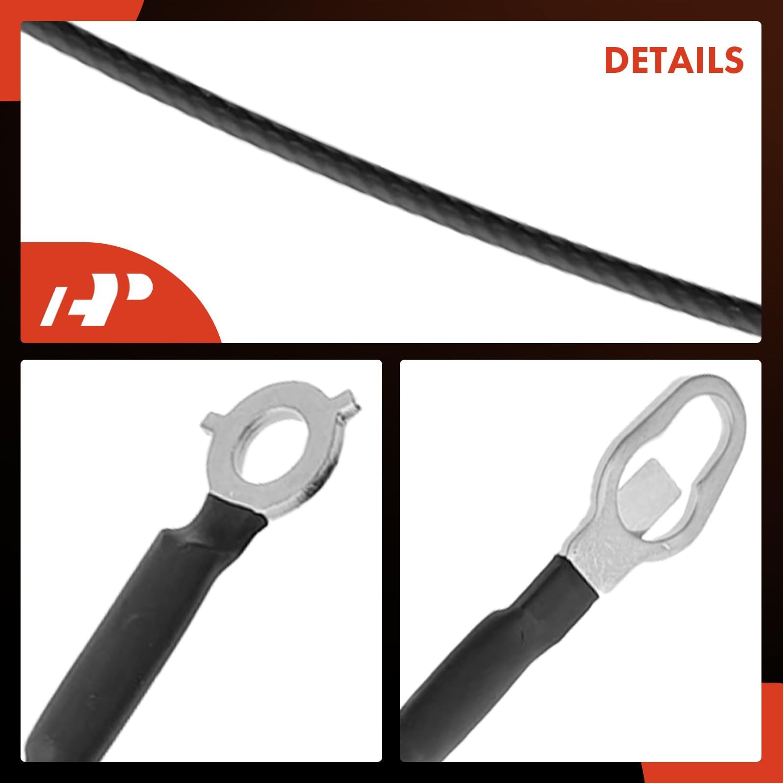 Two-piece tailgate cable set for both sides, easy replacement.