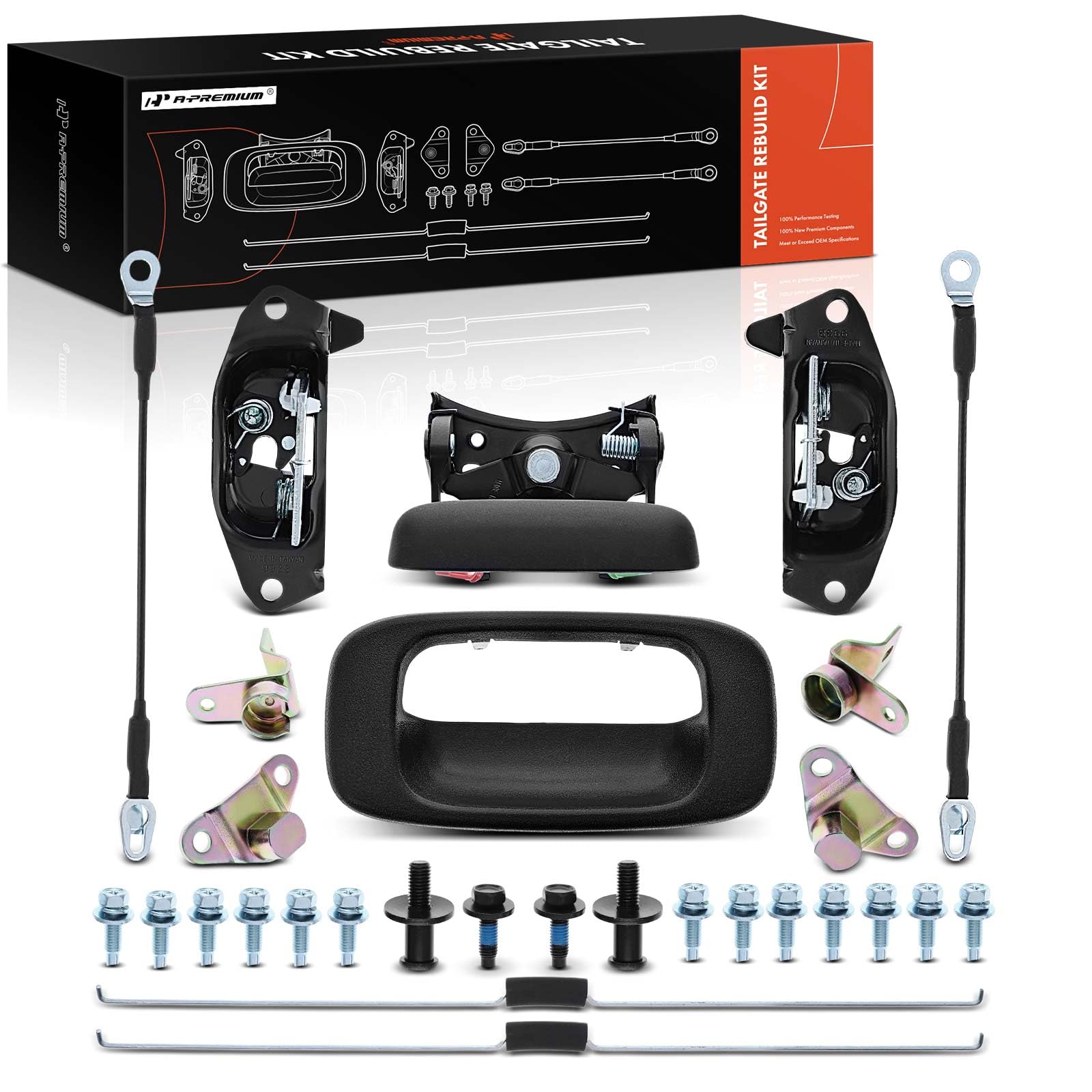 A-Premium tailgate rebuild kit with full hardware for Chevrolet Silverado and GMC Sierra repairs
