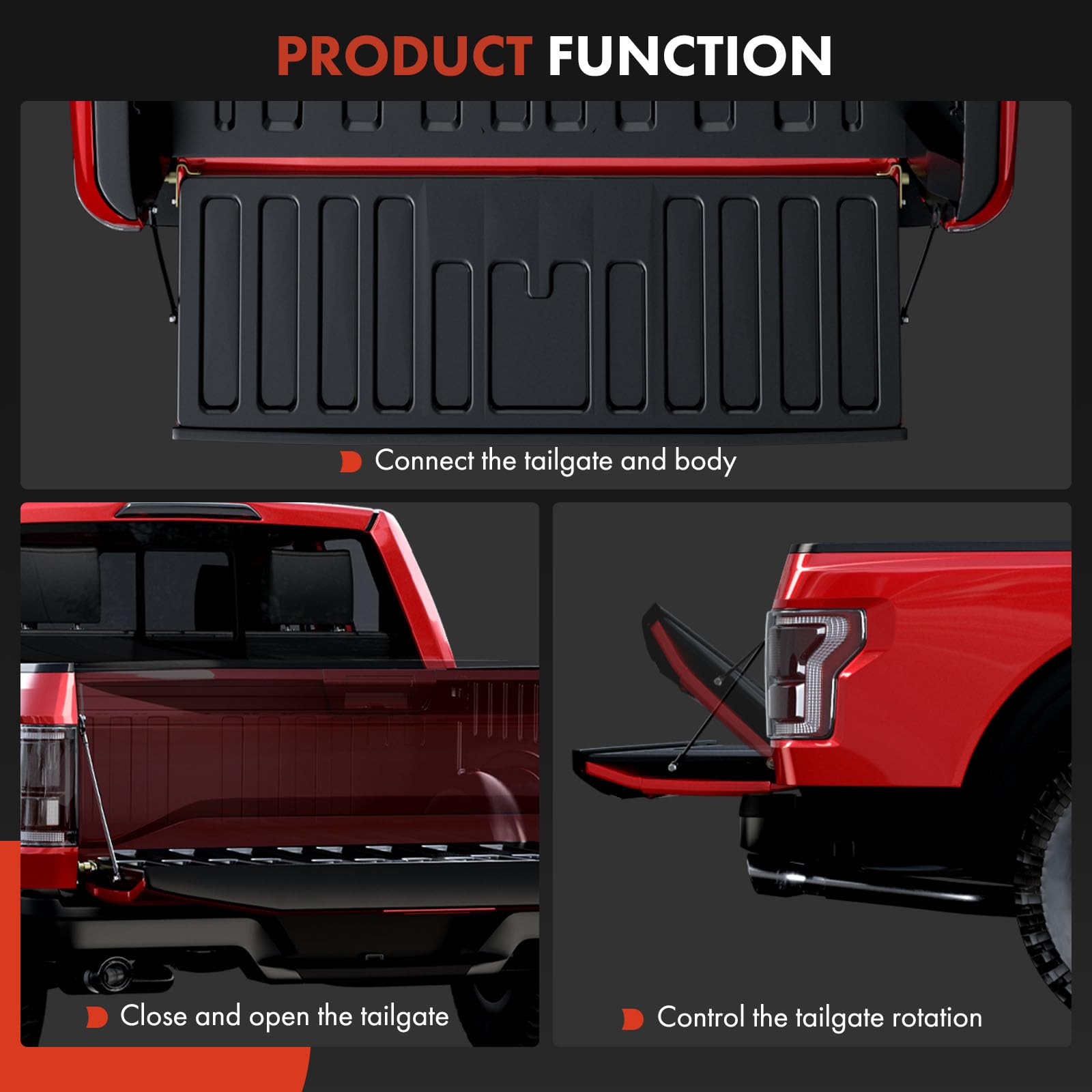 GMC Sierra tailgate hinge kit installed on the tailgate with brand hardware