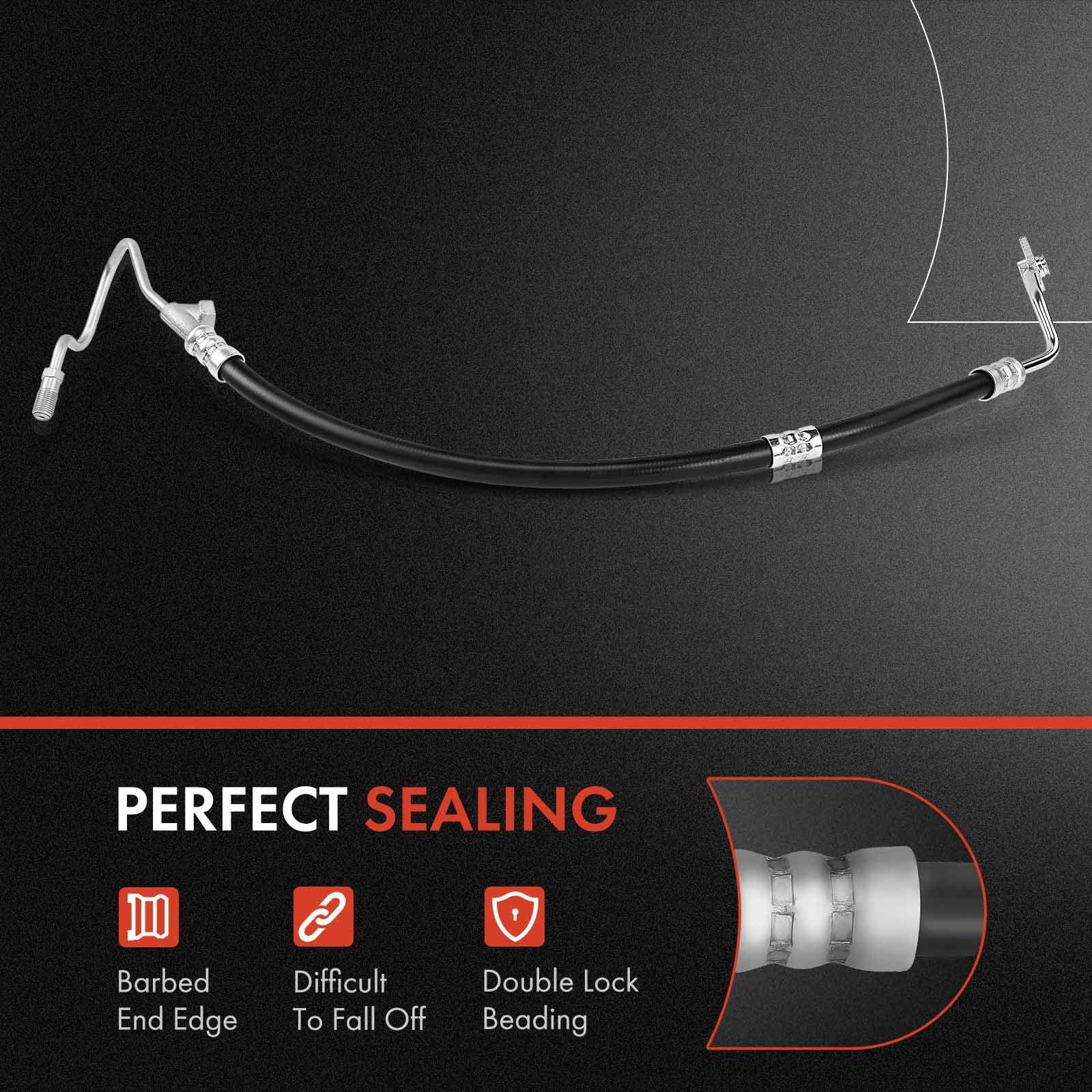 Reservoir-to-pump connection with synthetic rubber coating resists abrasion.