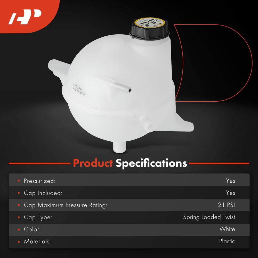 A-Premium coolant reservoir side view showcases Transit compatibility and straightforward installation.