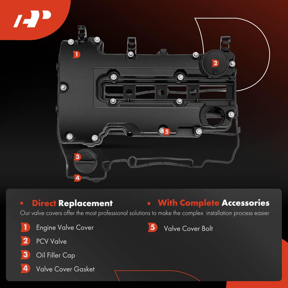 A-Premium oil filler cap complements the valve cover for a complete kit