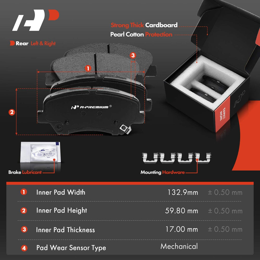 A-Premium wear indicator and mounting hardware included for easy installation.