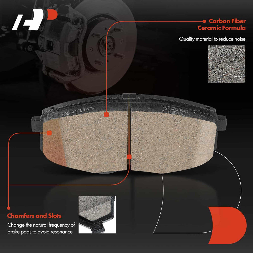 A-Premium wear sensor closeup on front ceramic brake pads.