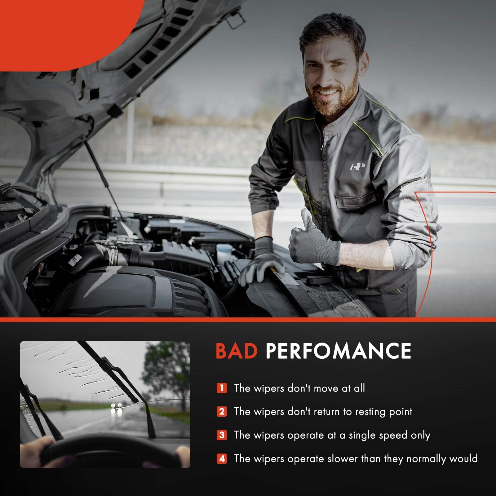 A-Premium windshield wiper motor fitment guide visual for 2007-2018 Wrangler.