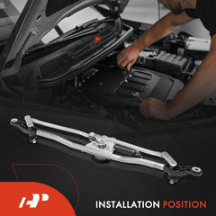 A-Premium wiper linkage close-up highlights stamped steel construction and durability.