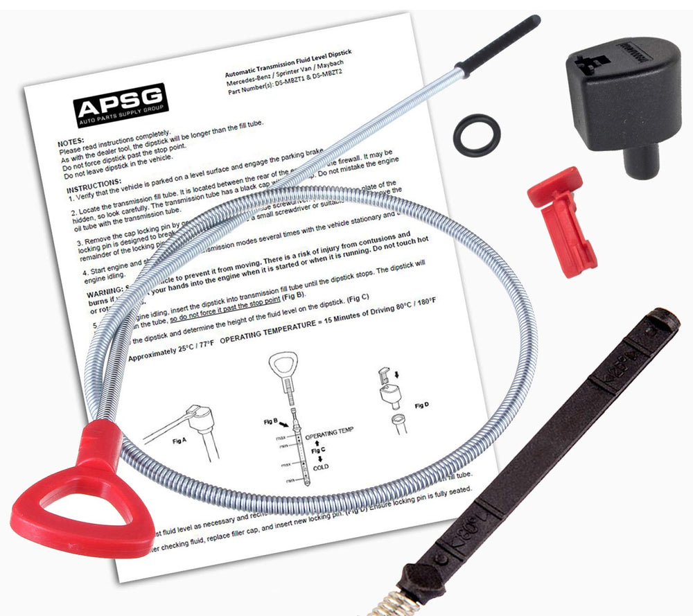 APSG packaging for Mercedes 722.6 dipstick tool promotes easy DIY checks.