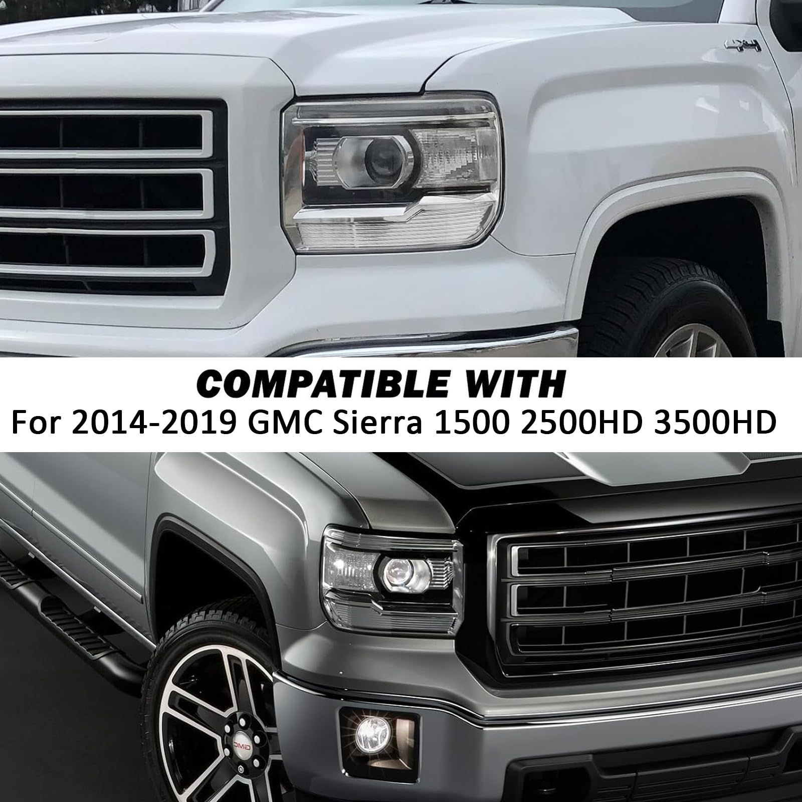 APSVE GMC Sierra 1500 passenger side headlight improves road illumination