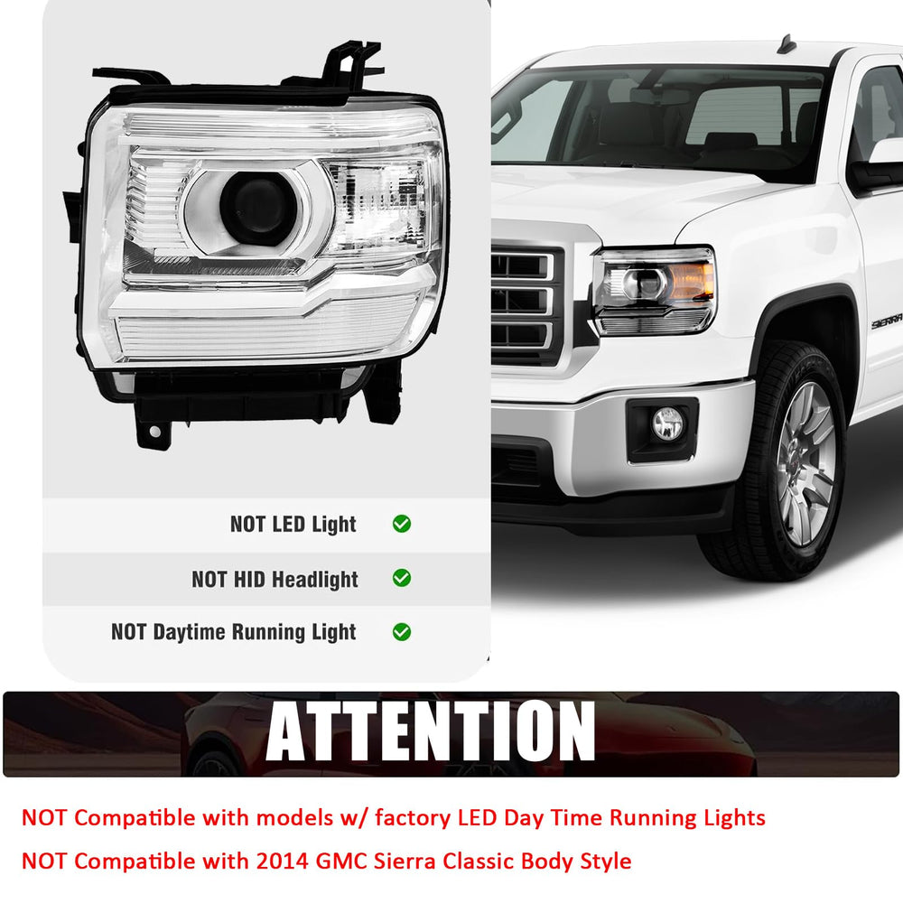 APSVE Sierra 2500HD driver side headlight with included bulbs
