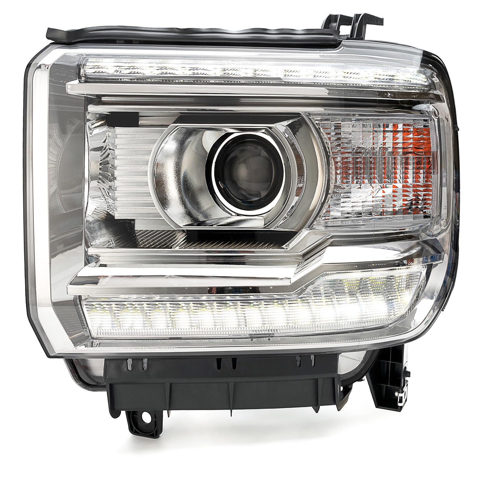 APSVE headlight passenger-side assembly with chrome housing ensures balanced illumination