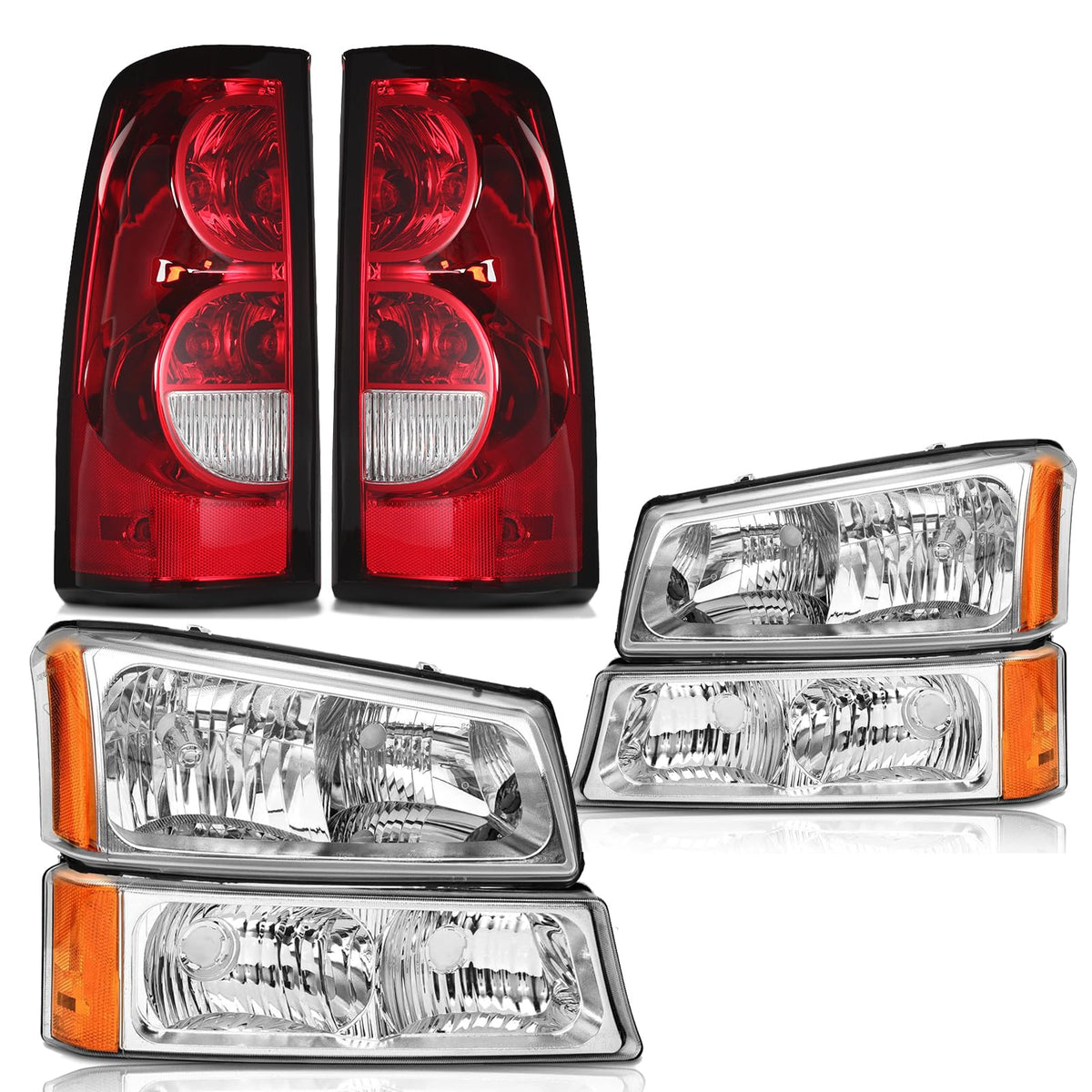 APSVE headlights with chrome housing for Silverado improve night visibility