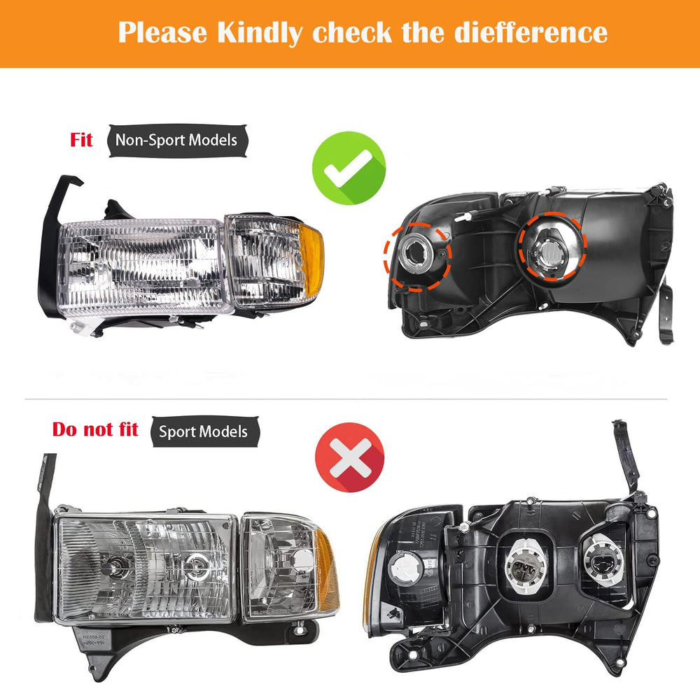 APSVE plug-n-play headlight fits OE mounting on Ram non-sport models