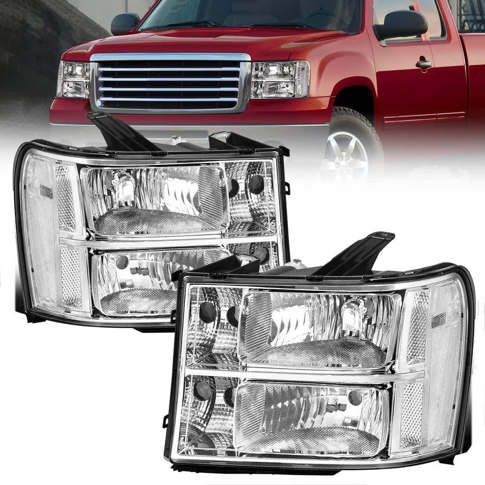 APSVE headlight passenger-side chrome housing for GMC Sierra enhances illumination.