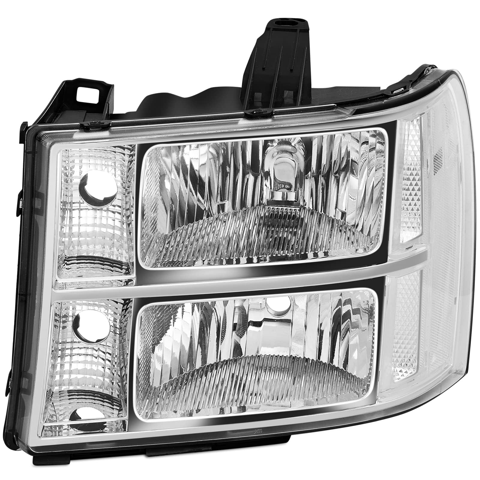 APSVE headlight passenger-side clear lens maintains daytime clarity on GMC Sierra.