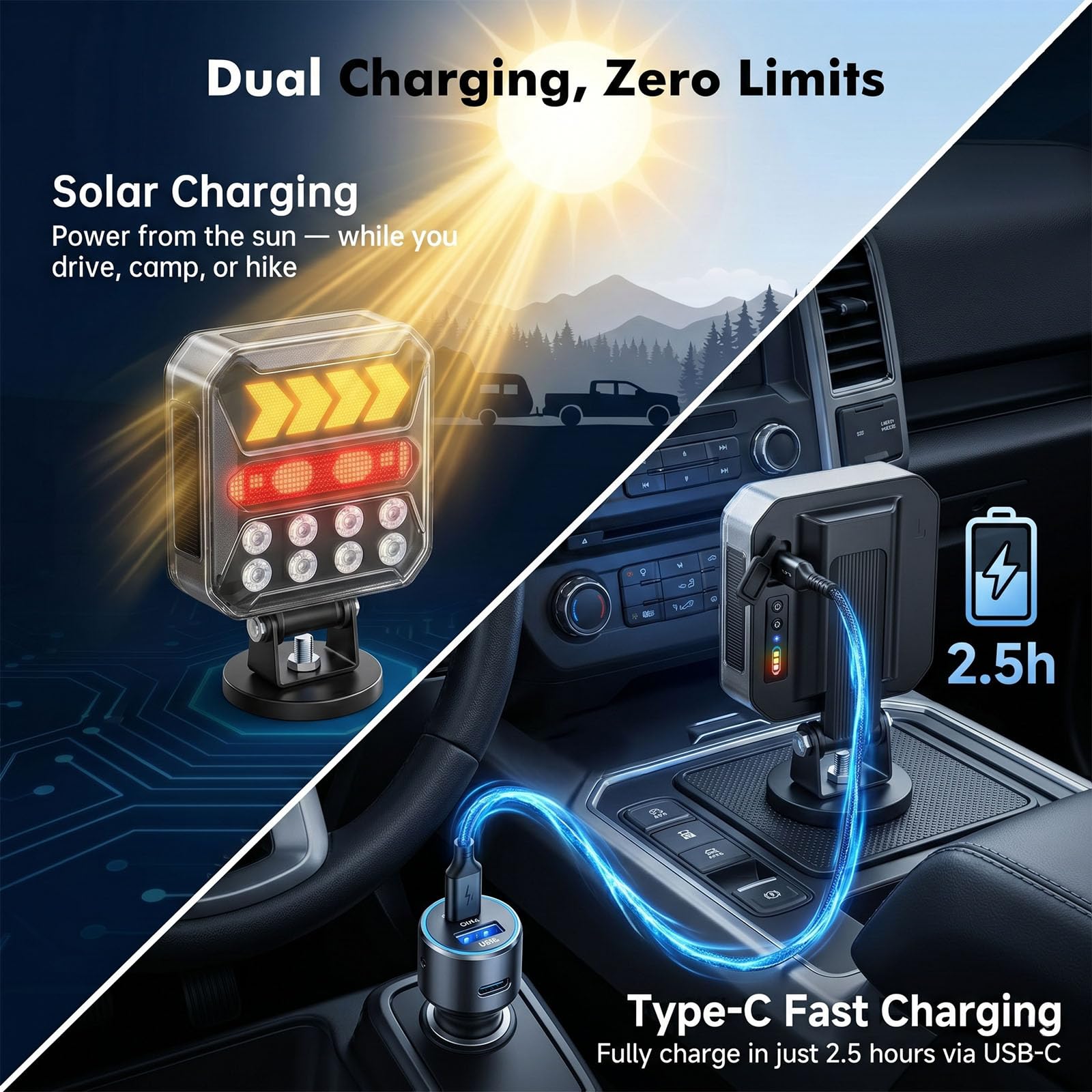 Apunga magnetic base with safety rope keeps light secure on rugged metal surfaces.