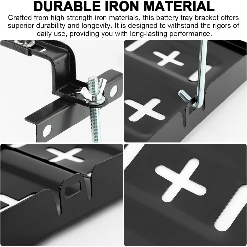 AQEENURA universal fit battery tray bracket for various cars and boats.