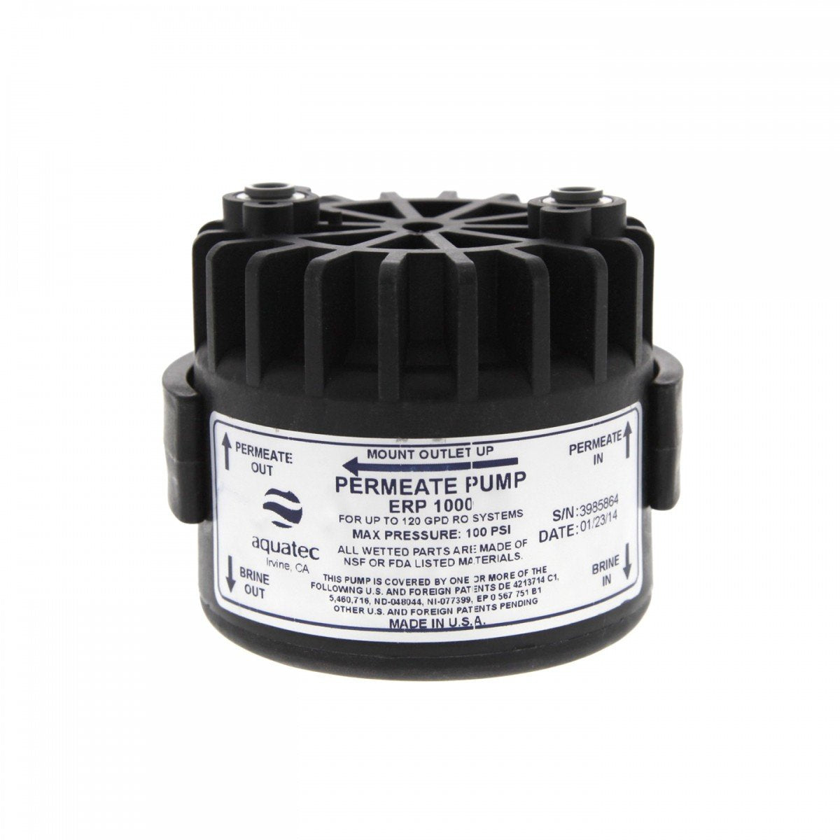 AquaTec ERP-1000 permeate pump in action boosting RO efficiency and water recovery.