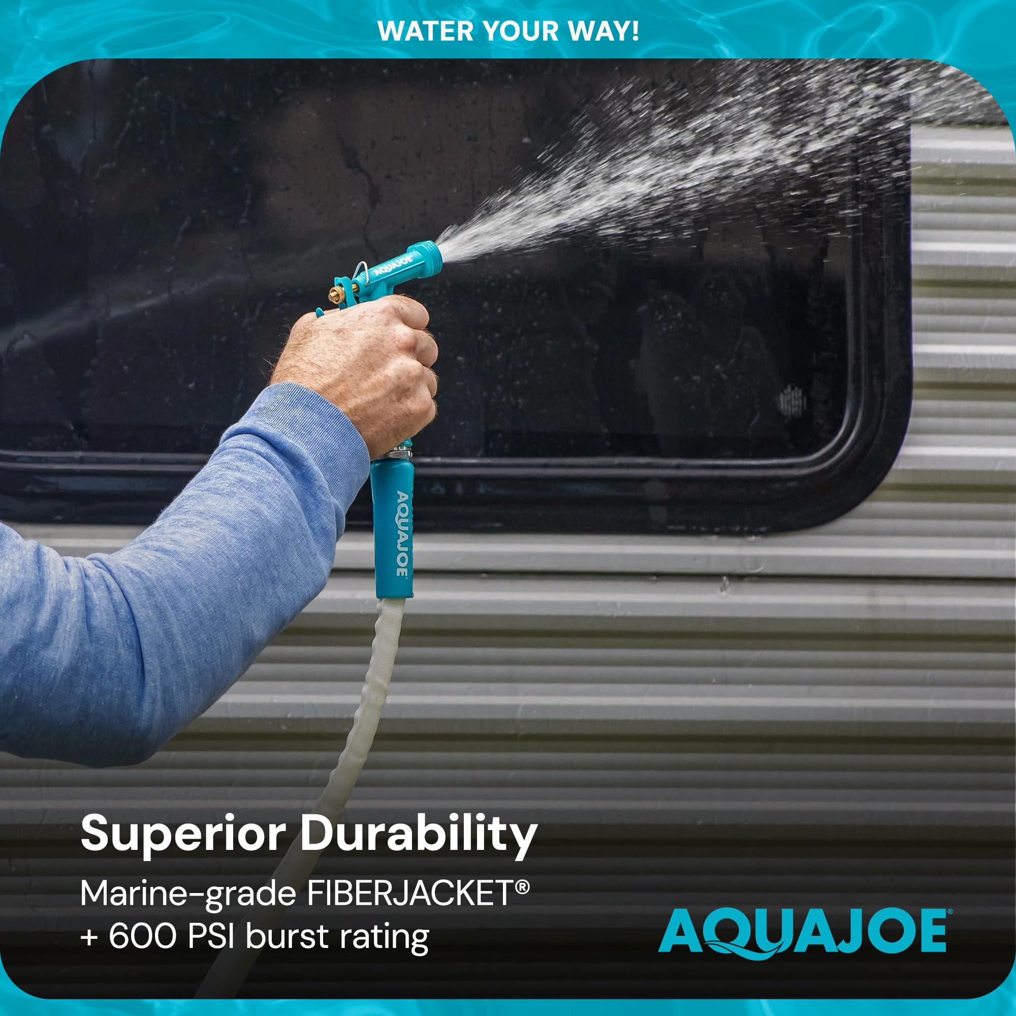 Rinse marine equipment easily with Aqua Joe hose