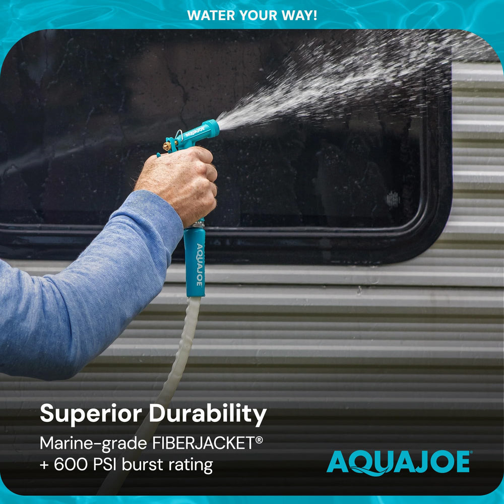 Rinse marine equipment easily with Aqua Joe hose