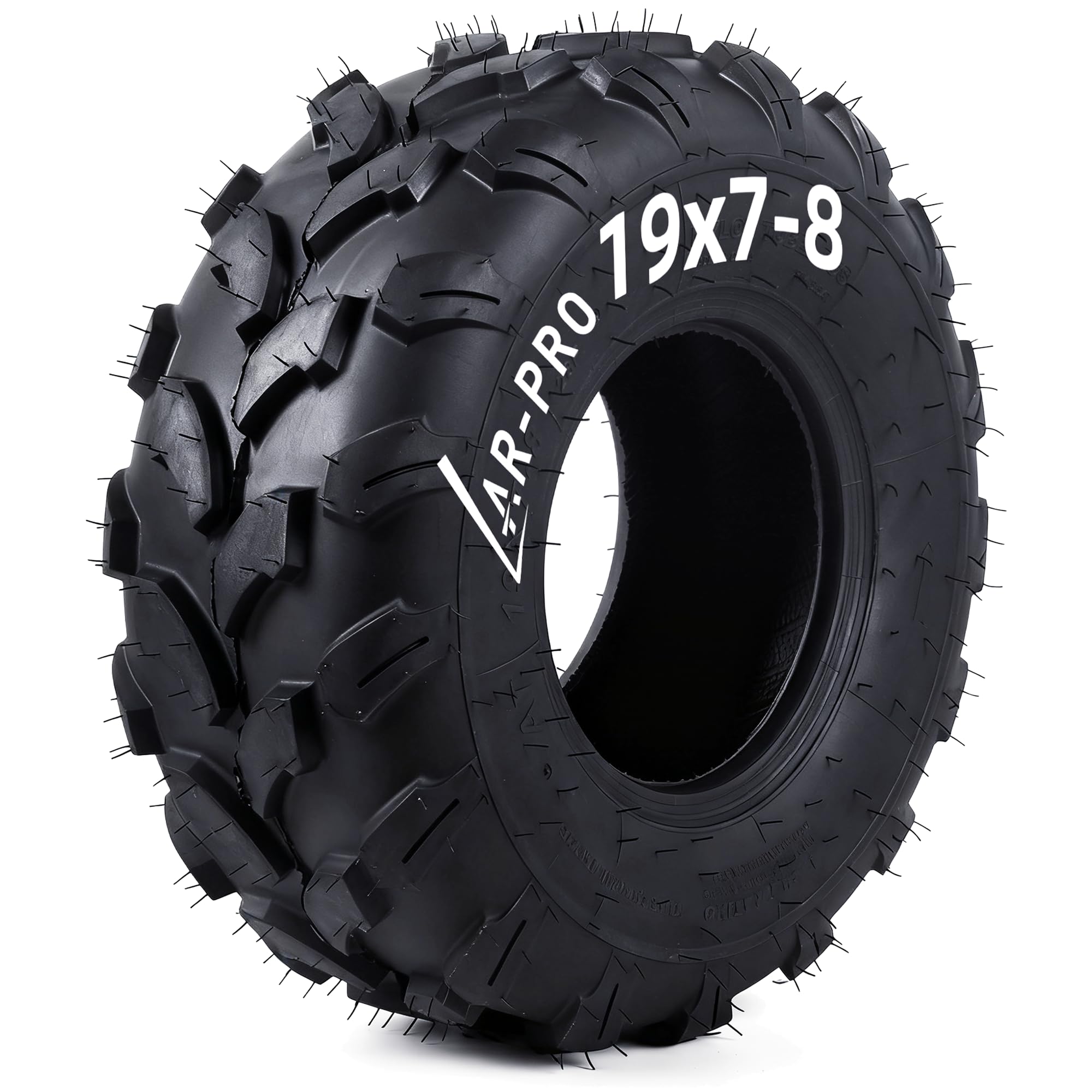 AR-PRO 19x7-8 tire side view highlighting rugged all-terrain suitability