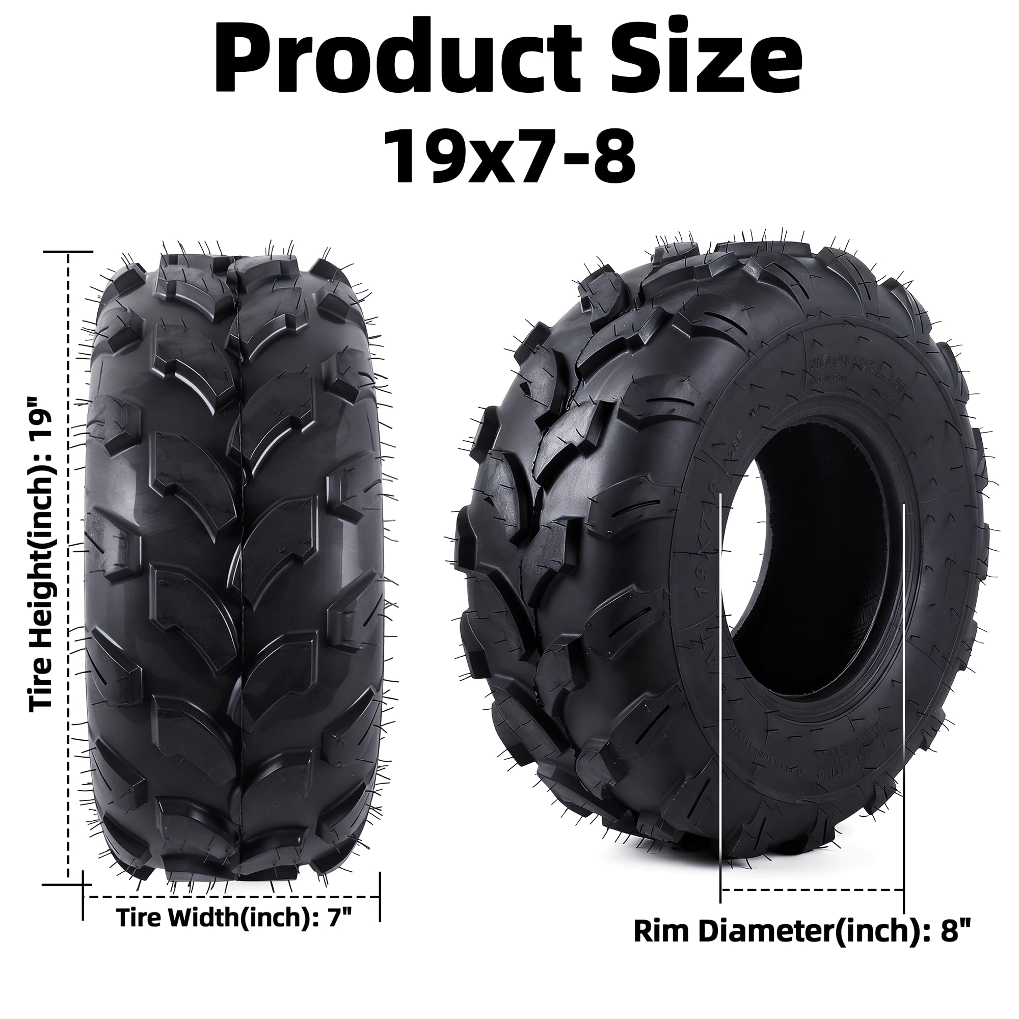 AR-PRO 19x7-8 tire tread close-up for varied surfaces and traction