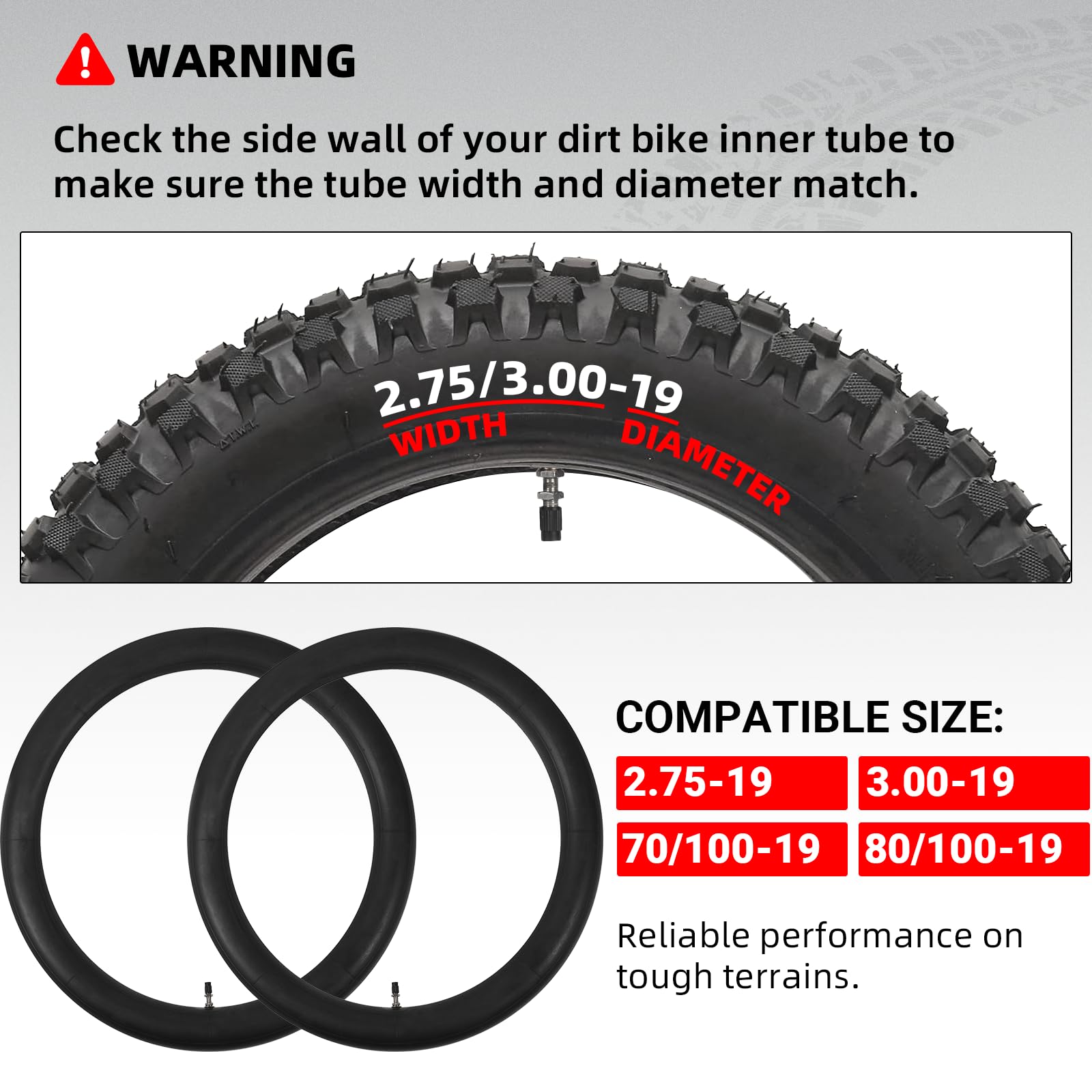 Durable 2.75–3.00-19 inner tube designed for dirt bikes